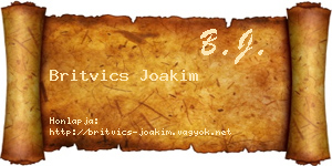 Britvics Joakim névjegykártya